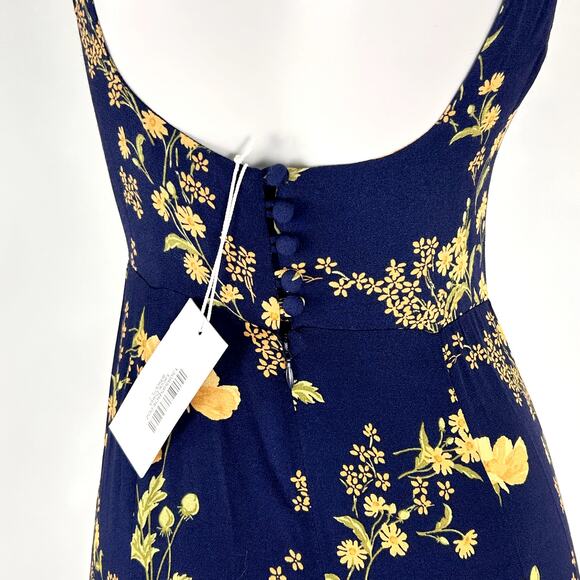 NWT Reformation Lecce MaxiDress Size 2 in Bernadette Navy and Yellow Floral Prom - Picture 6 of 10